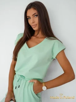 Komplet damski mięta Venera – bawełniana wygoda z włoską elegancją