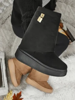 Krótkie buty a'la śniegowce damskie z dopinaną cholewką Elizze