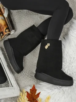 Krótkie buty a'la śniegowce damskie z dopinaną cholewką Elizze