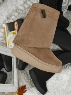 Krótkie buty a'la śniegowce damskie z dopinaną cholewką Elizze