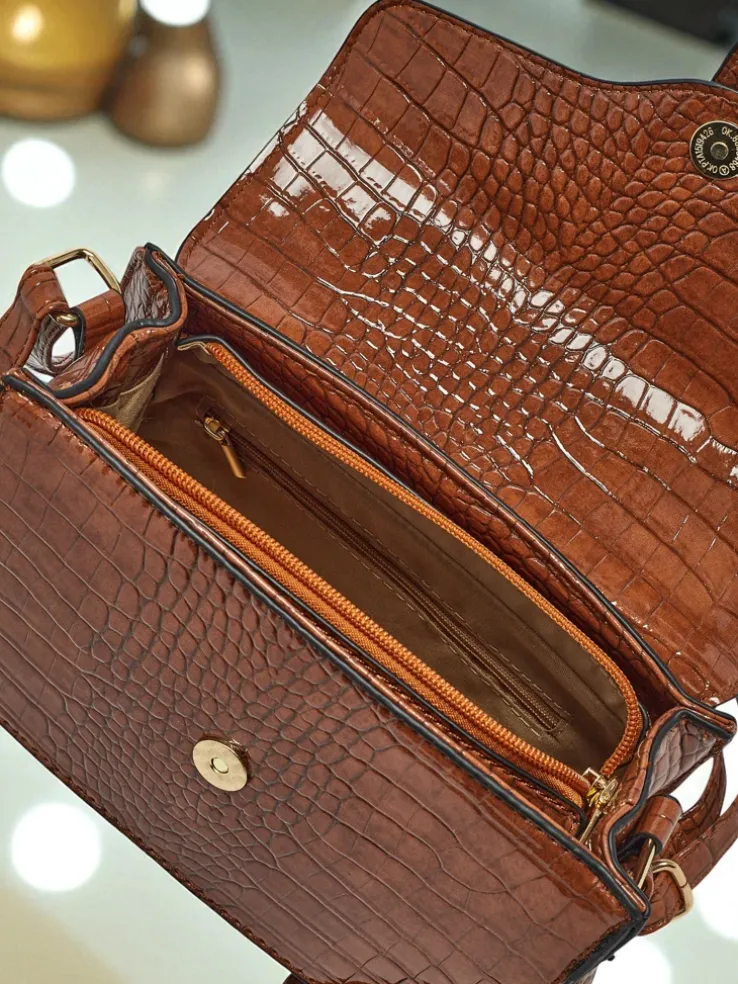 Lakierowana mała damska torebka z eko skóry Sable Mist