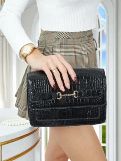 Lakierowana mała damska torebka z eko skóry Lunisse