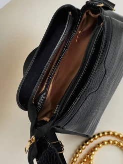 Lakierowana mała damska torebka z eko skóry Midnight Fern