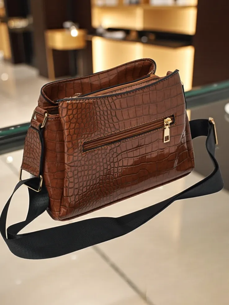 Lakierowana mała damska torebka z eko skóry Midnight Fern