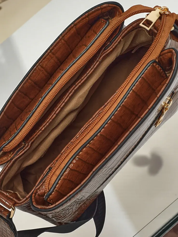 Lakierowana mała damska torebka z eko skóry Midnight Fern