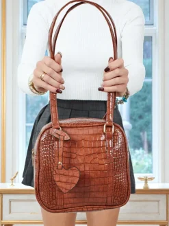 Lakierowana mała damska torebka z eko skóry Velinne