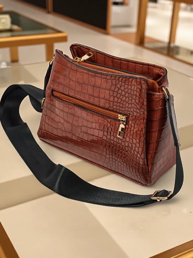 Lakierowana mała damska torebka z eko skóry Midnight Fern