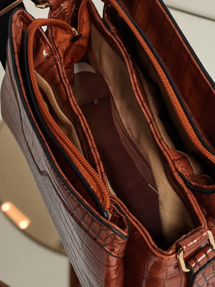 Lakierowana mała damska torebka z eko skóry Midnight Fern