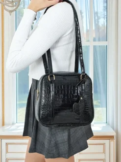 Lakierowana mała damska torebka z eko skóry Velinne