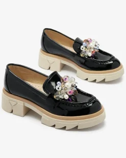 Livia Elegante - Czarne Luksusowe Mokasyny na Płaskim Obcasie