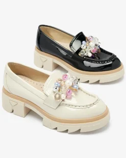 Livia Elegante - Czarne Luksusowe Mokasyny na Płaskim Obcasie