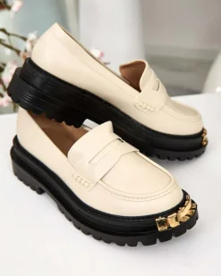 Loafersy Damskie Aurelia Beżowe na Platformie 5cm - Stylowe i Wygodne