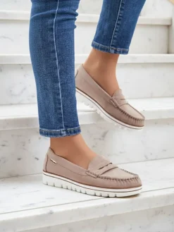 Luna Elegancja beżowych mokasynów z ekoskóry