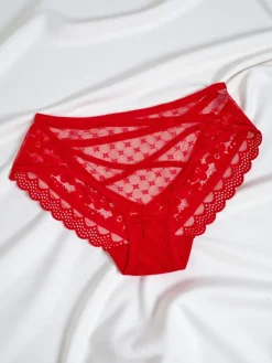 Majtki damskie typu figi z koronką i paseczkami