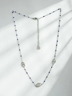 Naszyjnik Callista Argento z niebieskimi koralikami i srebrnymi ogniwami