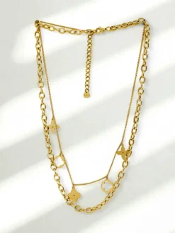 Naszyjnik Persefona Aurelia – pozłacany, podwójny z motywem kwiatu