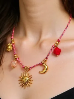 Naszyjnik Solaria Lunae Aurelia –z charmsami słońce i księżyc