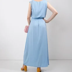 Niebieska damska maxi sukienka - Odzież
