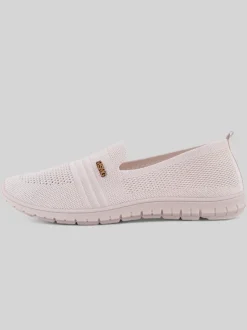 Obuwie Damskie Ariadne z Tkaniny w Kolorze Kremowym