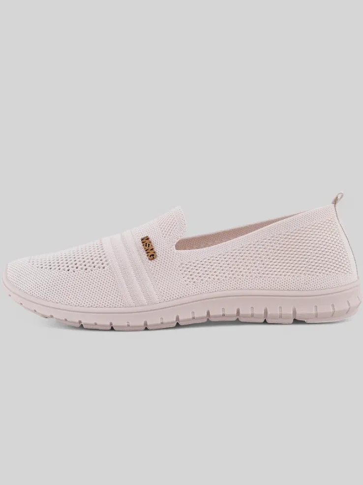 Obuwie Damskie Ariadne z Tkaniny w Kolorze Kremowym