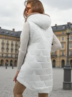 Pikowana długa kamizelka damska z kapturem Echo Shard