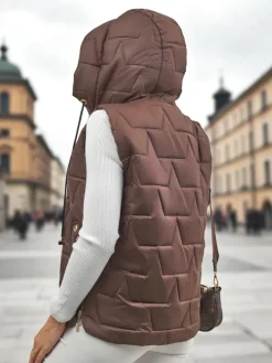 Pikowana kamizelka damska z kapturem Steel Ember