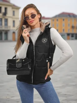 Pikowana kamizelka damska z kapturem Ash Crown