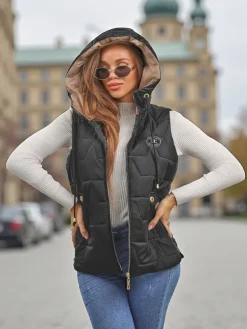 Pikowana kamizelka damska z kapturem Ash Crown