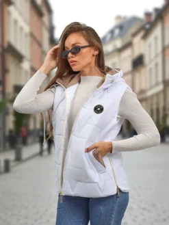 Pikowana kamizelka damska z kapturem Steel Ember