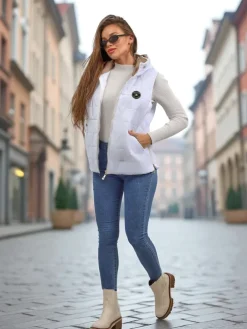 Pikowana kamizelka damska z kapturem Steel Ember