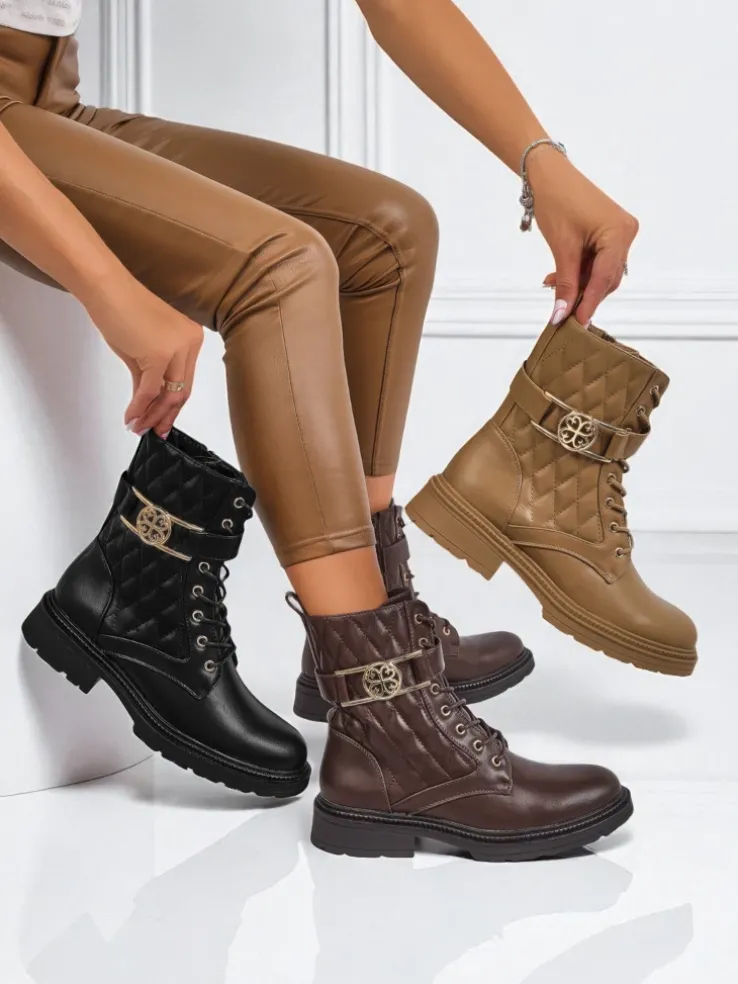 Pikowane botki damskie z ekologicznej skóry Sable Rose