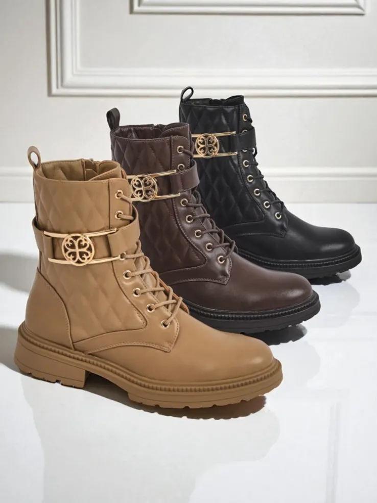 Pikowane botki damskie z ekologicznej skóry Sable Rose