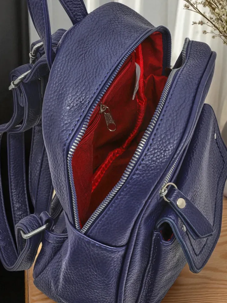 Plecak damski Callista od Królewska Moda, skóra ekologiczna, granatowy