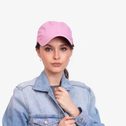 Różowa jeansowa damska czapka z daszkiem - Akcesoria