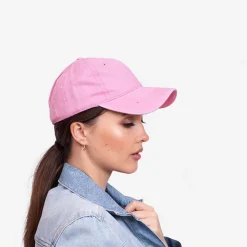 Różowa jeansowa damska czapka z daszkiem - Akcesoria