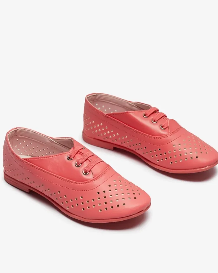 Różowe dziecięce mokasyny ażurowe Janno- Obuwie