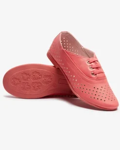 Różowe dziecięce mokasyny ażurowe Janno- Obuwie