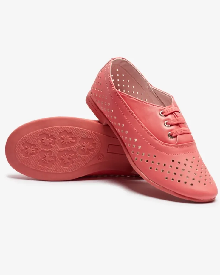 Różowe dziecięce mokasyny ażurowe Janno- Obuwie