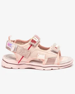 Różowe dziecięce sandałki z naszywkami Netiks - Obuwie