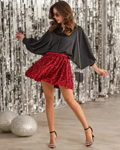 Royalfashion Krótka spódnica damska z cekinami