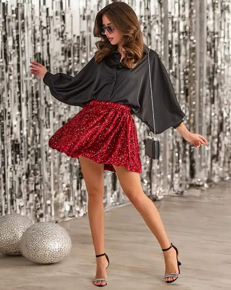 Royalfashion Krótka spódnica damska z cekinami