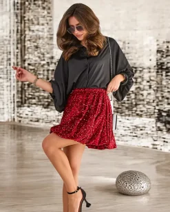 Royalfashion Krótka spódnica damska z cekinami