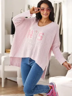 Royalfashion Akrylowy damski sweter dzianinowy z napisami