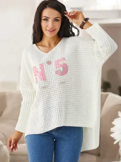 Royalfashion Akrylowy damski sweter dzianinowy z napisami