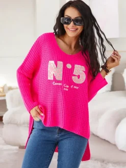 Royalfashion Akrylowy damski sweter dzianinowy z napisami