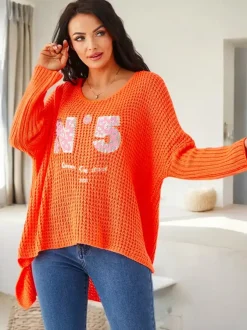 Royalfashion Akrylowy damski sweter dzianinowy z napisami