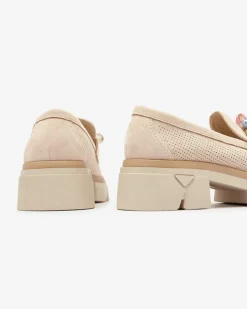 Royalfashion Ażurowe beżowe mokasyny damskie Peloga