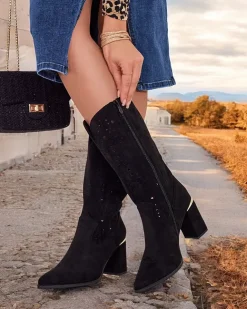 Royalfashion Ażurowe botki na słupku Evolle