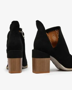 Royalfashion Ażurowe botki na słupku w kolorze czarnym Revivela