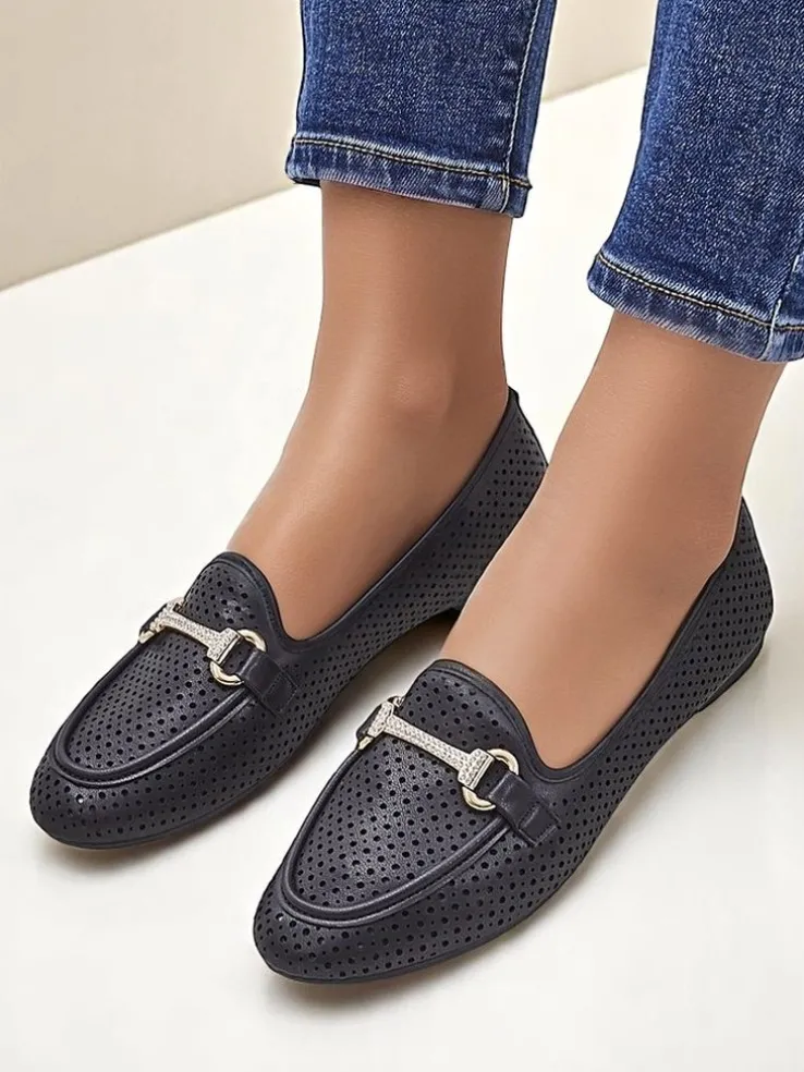 Royalfashion Ażurowe damskie mokasyny Rafalle